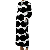 Polka-Dot Split-Side Stand Collar Maxi Dress for Women