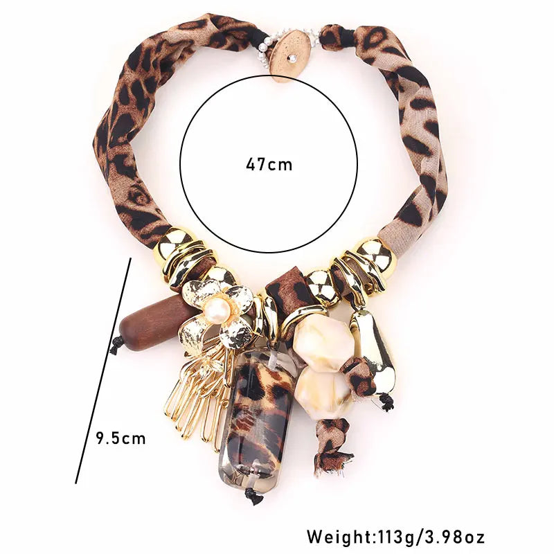 Retro Leopard & Beads Necklace