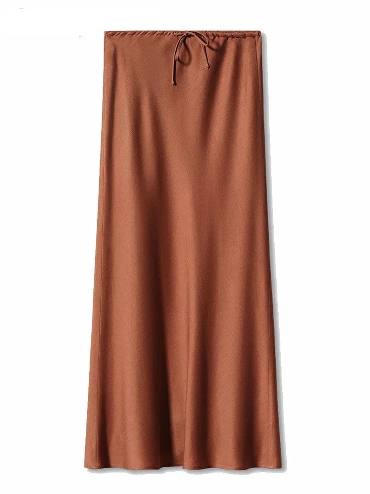 High Waist Long Satin Skirt| Elegant Ankle-Length Women’s Skirt