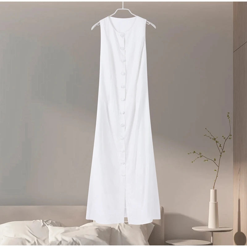 Elegant Sleeveless O-Neck Long Dress