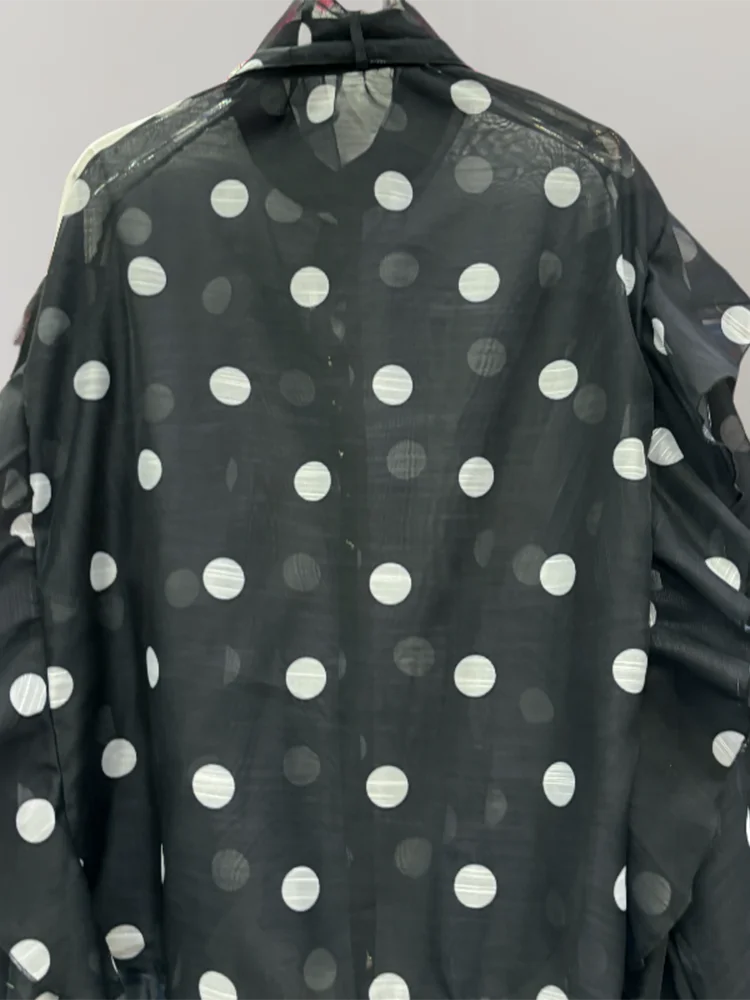 Ruffled Polka Dot Bow Tie Blouse