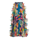 Flowers Printed One Piece Swimsuit and Skirt Beachwear Luxury Bathing Suit