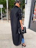 Bright Color Casual Long Maxi Shirt Dress
