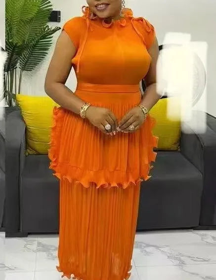 Elegant Ruffles Sleeveless Stretch Dress