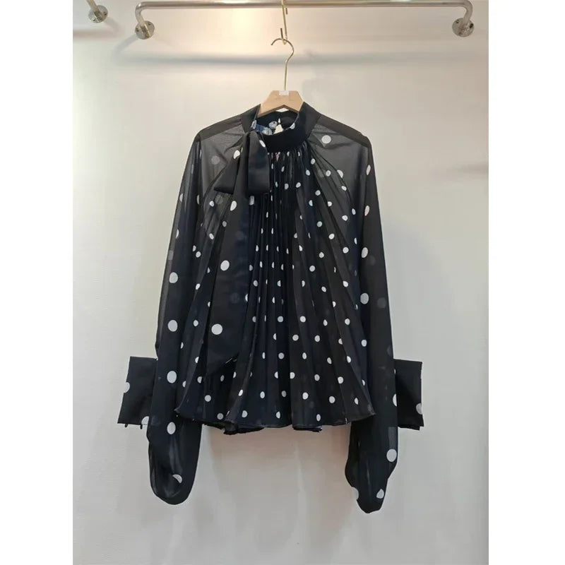 Lightweight Elegant Polka Dot Chiffon Blouse