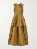Asymmetrical Trumpet Wide Leg Pant Suit
