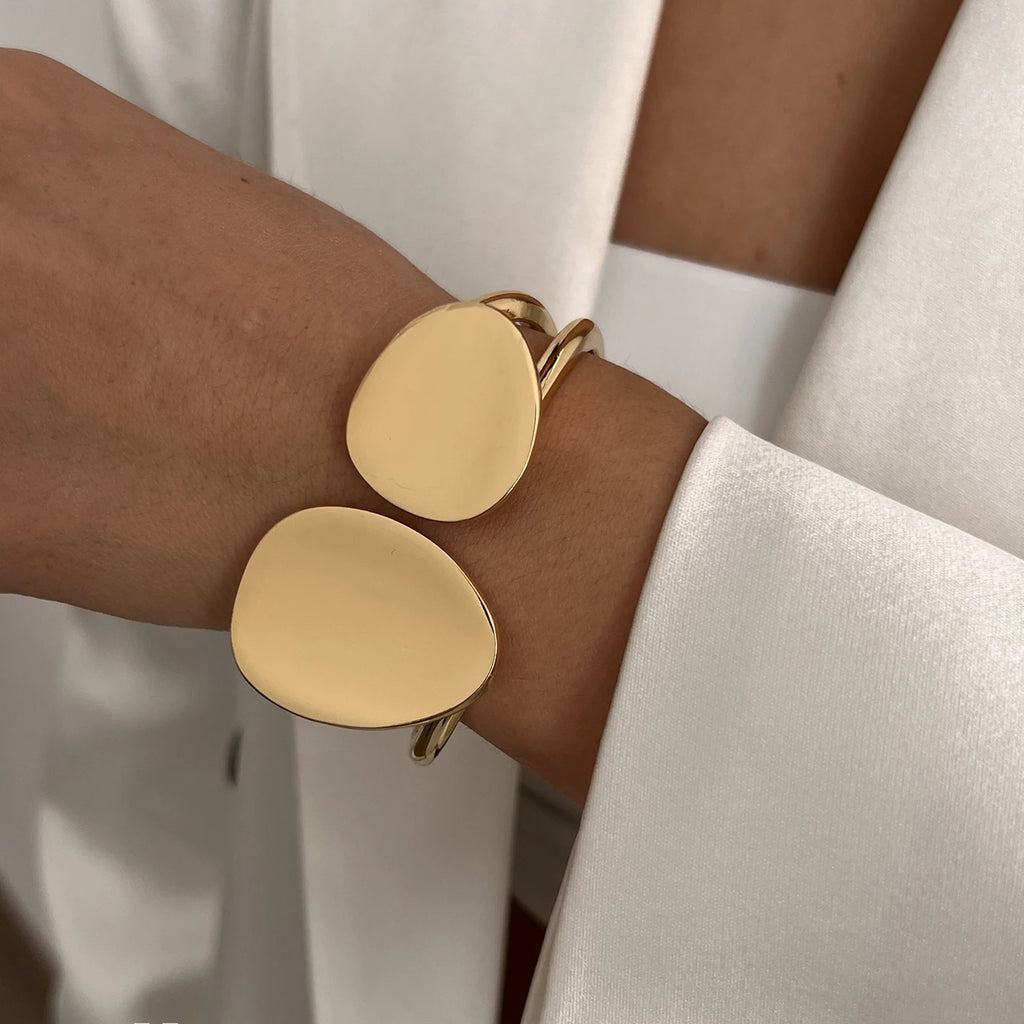Chunky Gold Spring Bangles| Heavy Metal Bracelet Set
