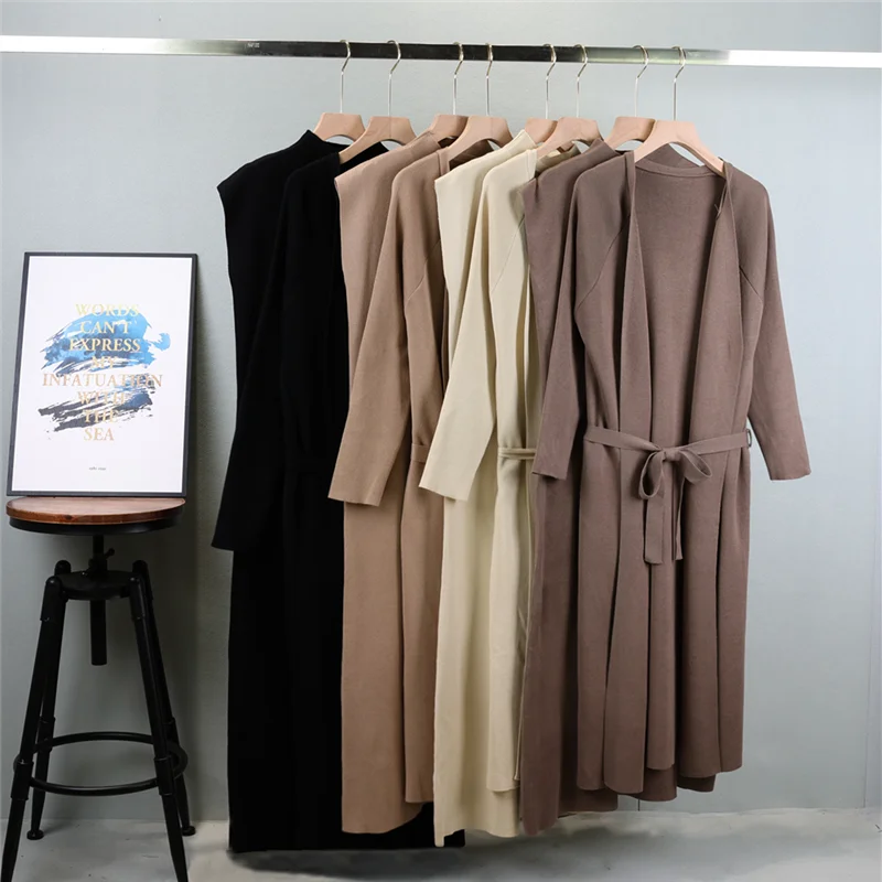 2-Piece Knitted Coat & Sleeveless Dress Set