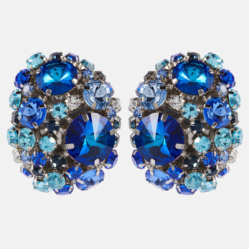 Statement Blue Rhinestone Earrings