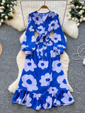 Bright Floral Vacation Dress| V Neck