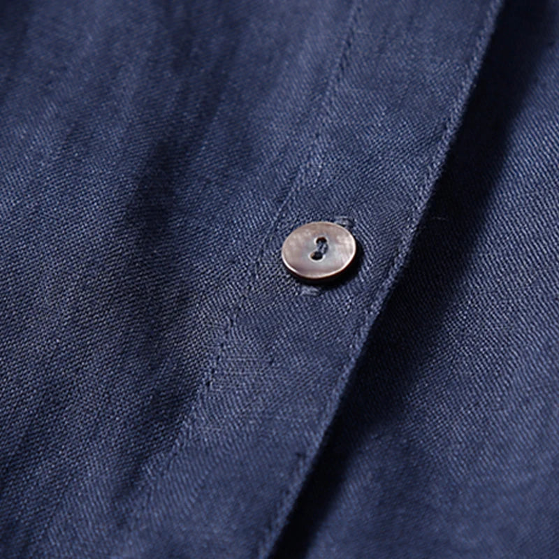 Casual Long Dress with Turn-Down Collar