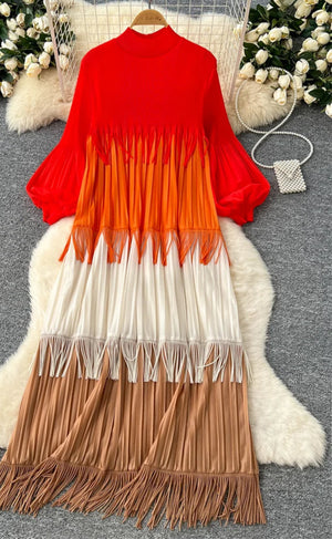 Multicolor Spring Tassel Dress