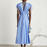 Spliced Bodice Floral Applique Spring Dress