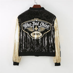 Who Dat Chic! Sequin Bomber Jacket