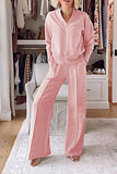 Two Piece Set - Loose Sweatshirt and Wide Leg Pant