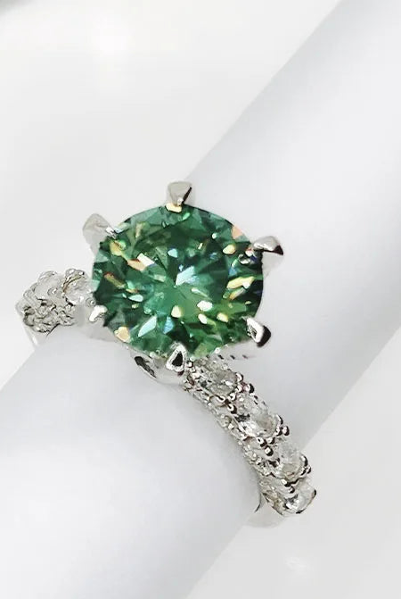Sterling Silver Green Moissanite Cocktail Ring