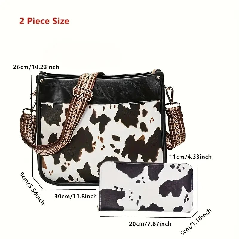 Casual Cow Print Crossbody Bag for Women