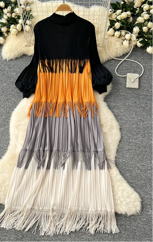 Multicolor Spring Tassel Dress