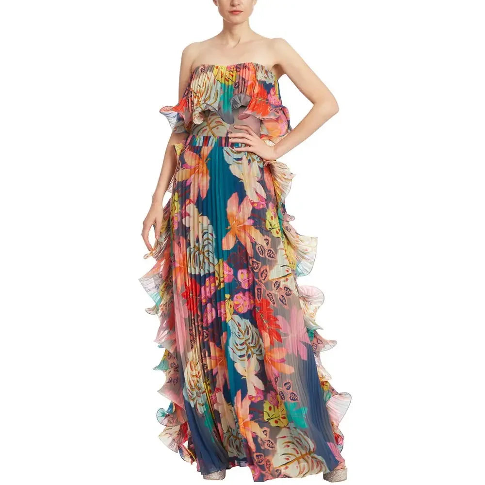 Flowers Printed One Piece Swimsuit and Skirt Beachwear Luxury Bathing Suit