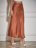 High Waist Long Satin Skirt| Elegant Ankle-Length Women’s Skirt
