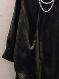 Lapel Fashion Mid-Length Pleated Shirt Skirt Autumn New Simple Loose Large Size Dress Women