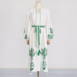 Lantern Sleeve Printed Long Dress