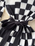 Black and White long belted dress 