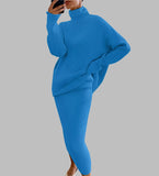 Blue Turtleneck Sweater Set 