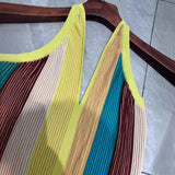 Bright Slim Fit Strap Neck Knitted Long Dress