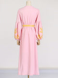 Lantern Sleeve Printed Long Dress