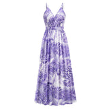 Tropical Floral Printed V-Neck Sundress