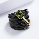 Black Gold & 925 Sterling Silver Cocktail Ring