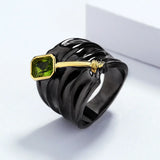 Black Gold & 925 Sterling Silver Cocktail Ring