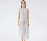 Accordion Two Piece Long Skirt & Top Set for Women