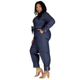 Olome Plus Size High Waist Denim Romper