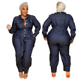 Olome Plus Size High Waist Denim Romper