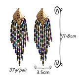 Handmade Long Beaded Chain Earrings| Boho Drop Style
