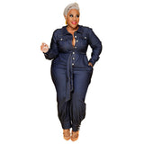 Olome Plus Size High Waist Denim Romper