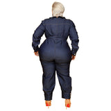 Olome Plus Size High Waist Denim Romper