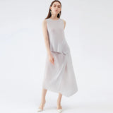 Accordion Two Piece Long Skirt & Top Set for Women