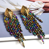 Handmade Long Beaded Chain Earrings| Boho Drop Style