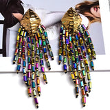 Handmade Long Beaded Chain Earrings| Boho Drop Style