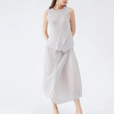 Accordion Two Piece Long Skirt & Top Set for Women