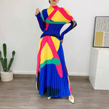 2-Piece Pleated Long Sleeve Top & Elastic Waist Skirt Set