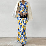 Lemon Floral Maxi Dress| Bodycon Summer Dress
