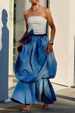 Plus Size Bubble Denim Skirt
