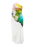 Amberige One-Shoulder Printed Maxi Dress