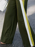 Striped Drawstring Wide Leg Sweatpants