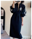 Plus Size Jersey Fall Athleisure Dress with Pockets