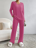 Casual Straight Leg Pant With Loose V-neck Sweater